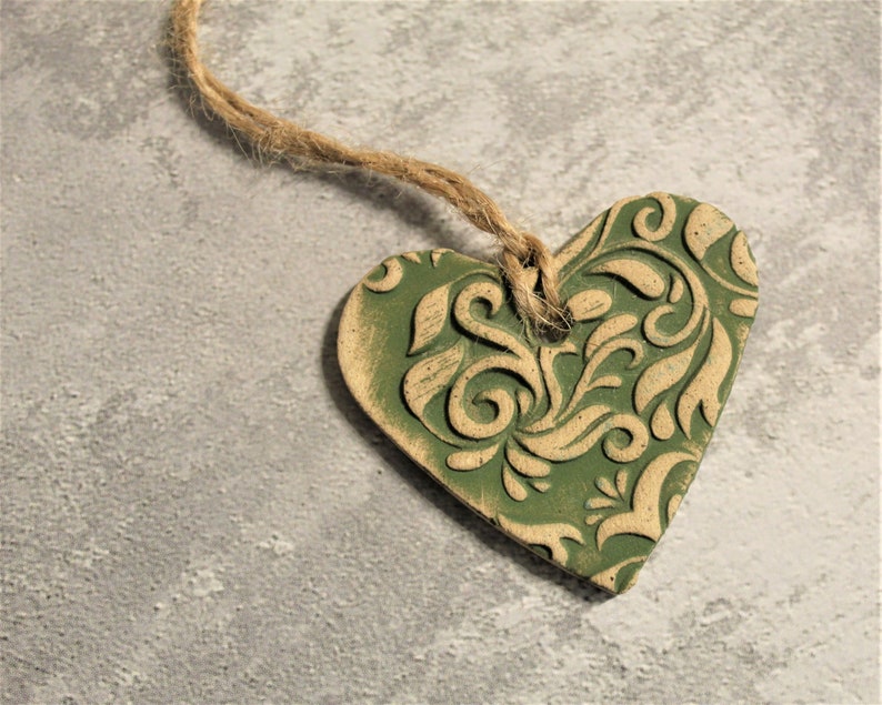 Heart Ornaments, Christmas ornaments, Tree Hangers, Christmas Tree Decorations Set, Tree Hanging Decorations, Handmade Ceramic Ornament, Set image 8