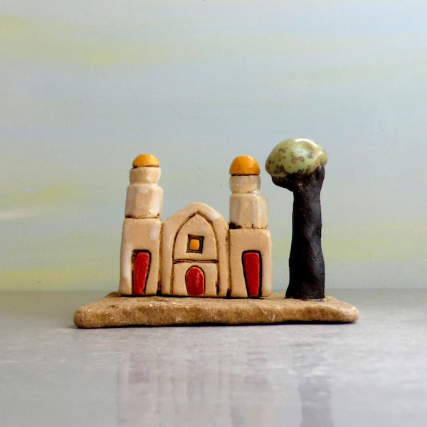 Fantasy art , Collectible , Small fairy house , Little sculpture , Ceramics , Rustic home decor , architecture art ,  Fairy tale palace