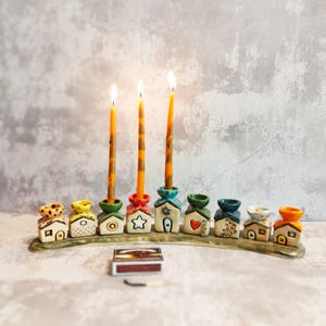 Ceramic Hanukkiah, OOAK Chanukiah, Israeli Gift, Hanukkah Gift, Hanukkah Lights, Kosher Menorah, Judaica, LARGE Menorah, Jewish Wedding Gift