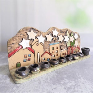 Handmade Hanukkia, Jewish Holiday Gift, Chanukiah, Judaica, Hanukkah Decor, Traditional Art, Jewish Home, Ceramic Hanukkia, Hanukkah Lights