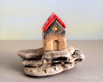 House , Shabby chic fairy house , Miniature house home decor , New home , Miniature for fairy garden , House warming gift ceramic sculpture