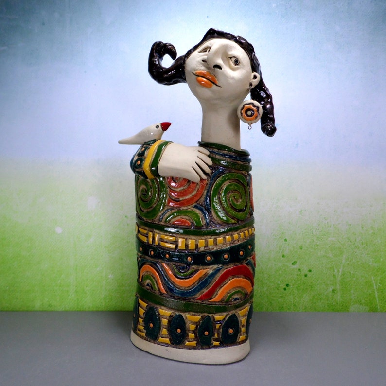 Ceramic sculpture , Woman figure, Female figurine, Original art object, Anniversary gift for her image 2