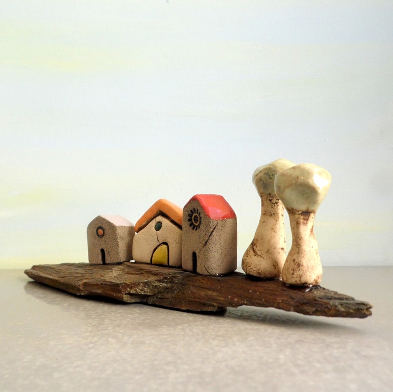 Rustic home decor Little ceramic sculpture Ceramic houses Etsy