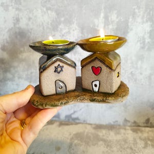 Shabbat Candle Holders, Jewish Gift, T Light Candle Holders Centerpiece, Ceramic Candle Holders, Judaica Art, Unique Ceramic Shabbat Candles