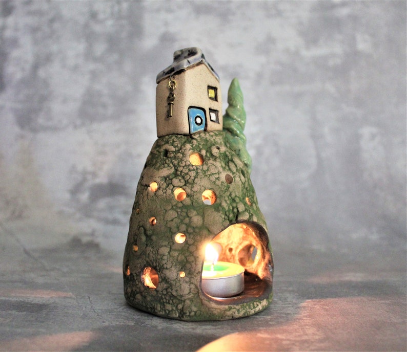 Ceramic House Candle Holder Pottery T Light Ceramic Cone Etsy
