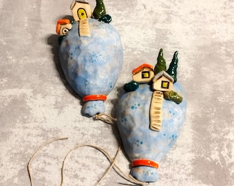Handgefertigte Keramik Ballon Wand Kunst, Kinderzimmer Dekor