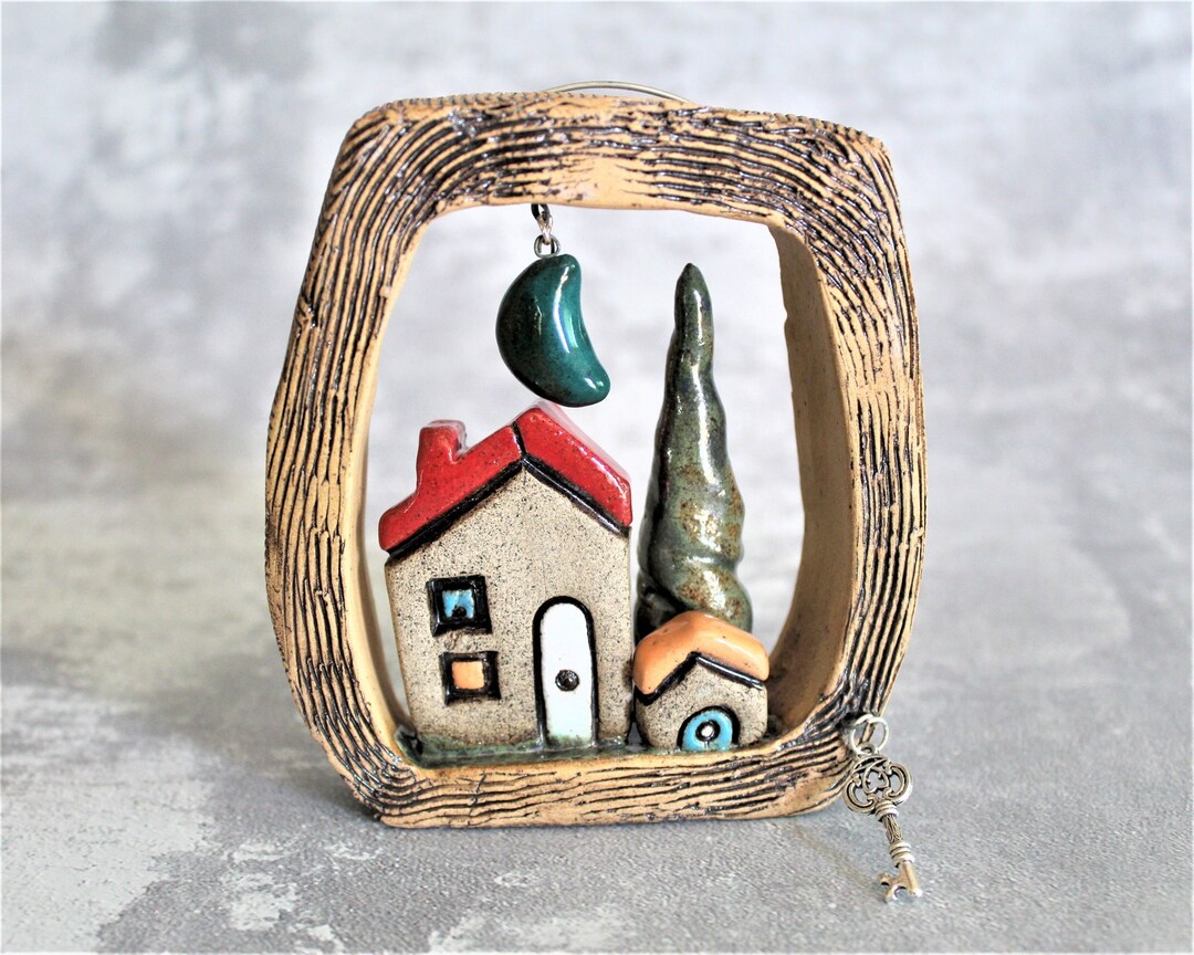 Ceramic Wall Hanging, Clay Wall Decor, Whimsical Art, Wall Hanging, Nursery Decor, Rustic Home