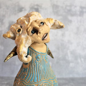 Blue Angel, Ceramic Figurine, Angel Figurine, Fine Art Ceramics, Christmas Figurine, Angel Art Sculpture, Ceramic Angel, Ceramic Sculpture