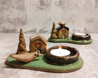 Small handmade dish for candle or jewelry keeping, Tea light holder, Small gift for her, Whimsical ceramic gift, Ring holder, Candle holder