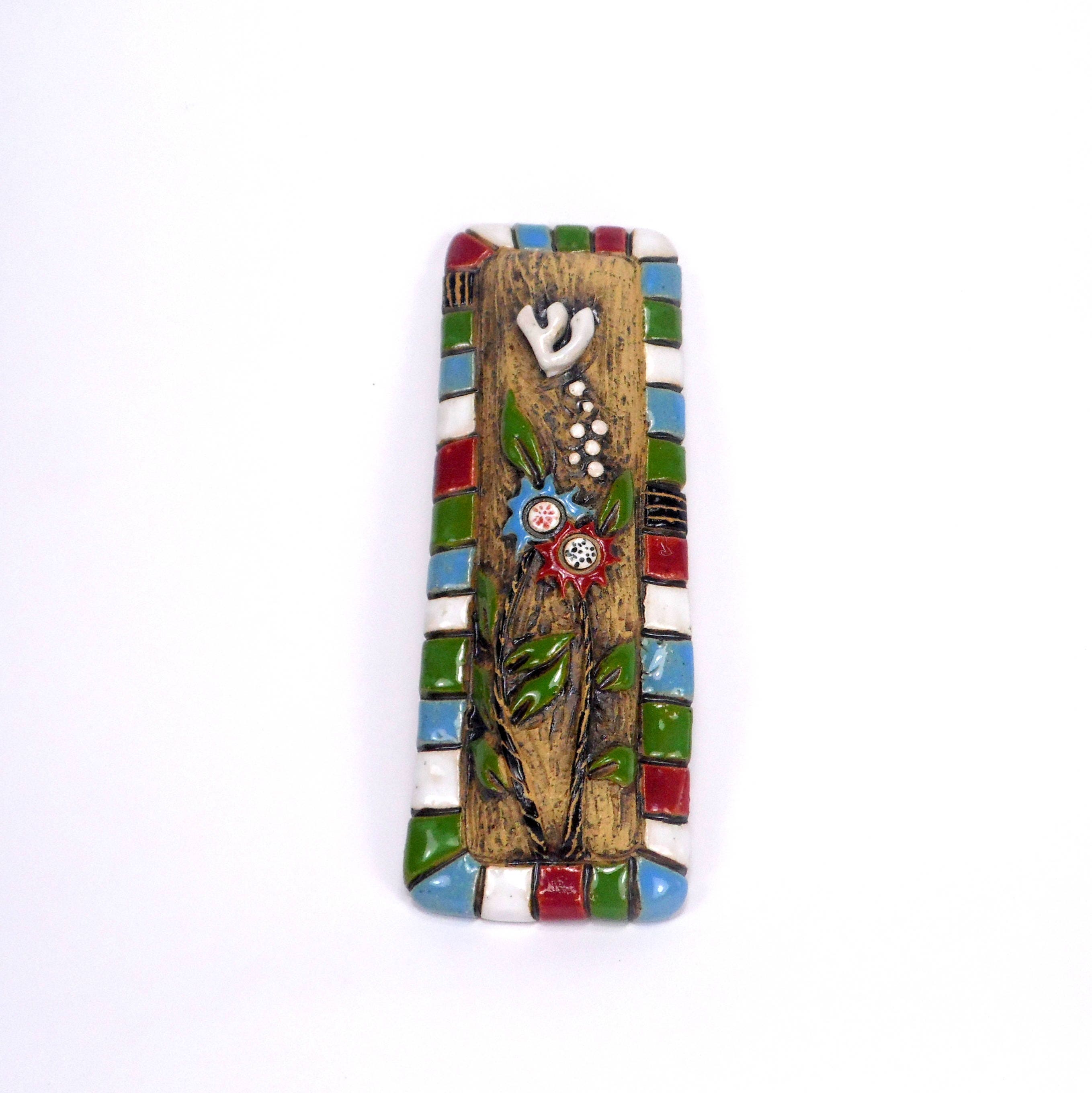 Mezuzah Ceramic mezuzah. Mezuzah case Judaic Jewish art Etsy