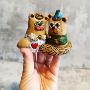 Cat Lover Gift, Ceramic Miniature Cats, Tiny Ceramic Cats, Ceramic Home Décor, Gift For Mother&#39;s Day, Cat Sculpture, Gift For Grandma