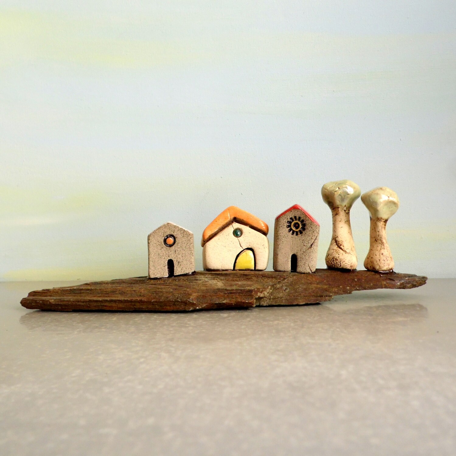 Rustic home decor Little ceramic sculpture Ceramic houses Etsy