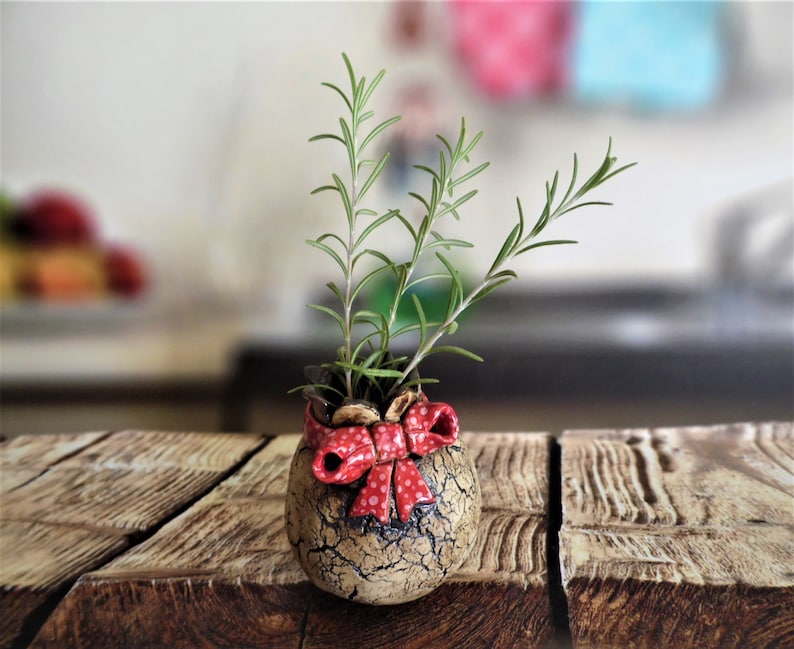 Unique ceramic pomegranate vase Rustic style art object home decor from Israel