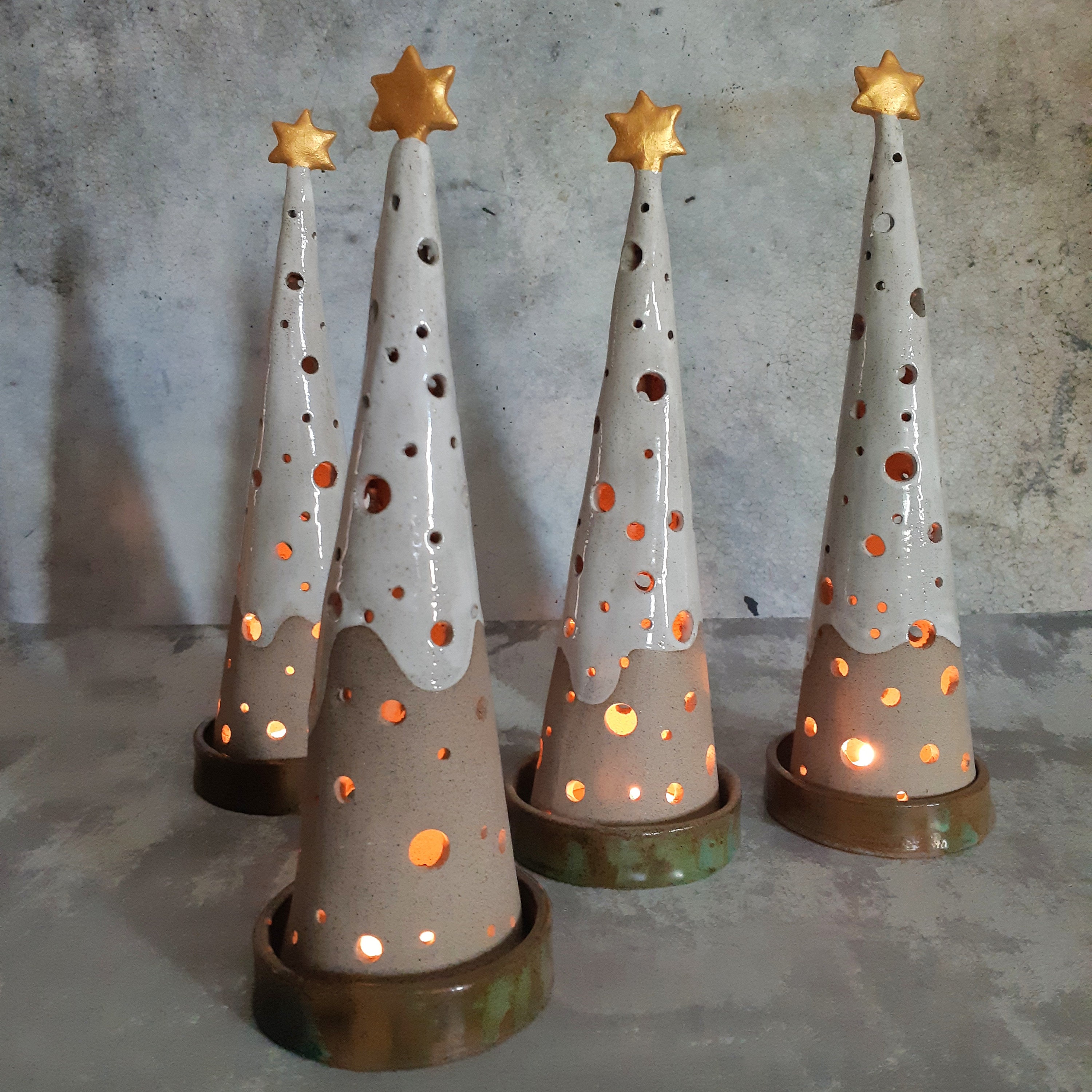 Große Keramik Weihnachtsbaum Kerzenhalter Etsy