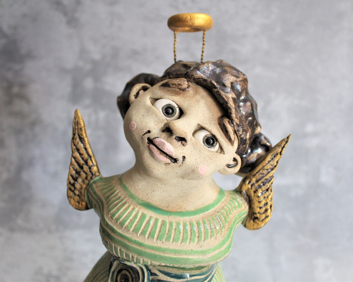 Ceramic Figurine, Angel Figurine, Angel Art Sculpture, Ceramic Angel ...