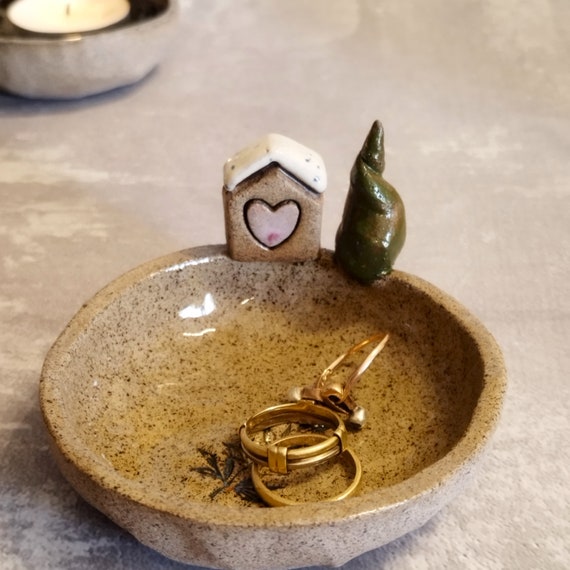 Plato Pequeño De Cerámica Para Guardar Velas O Joyas, Portavelas De Té, Pequeño Obsequio Para Ella, Obsequio De Cerámica Caprichoso, Porta Anillos, Porta Joyas - España, , large