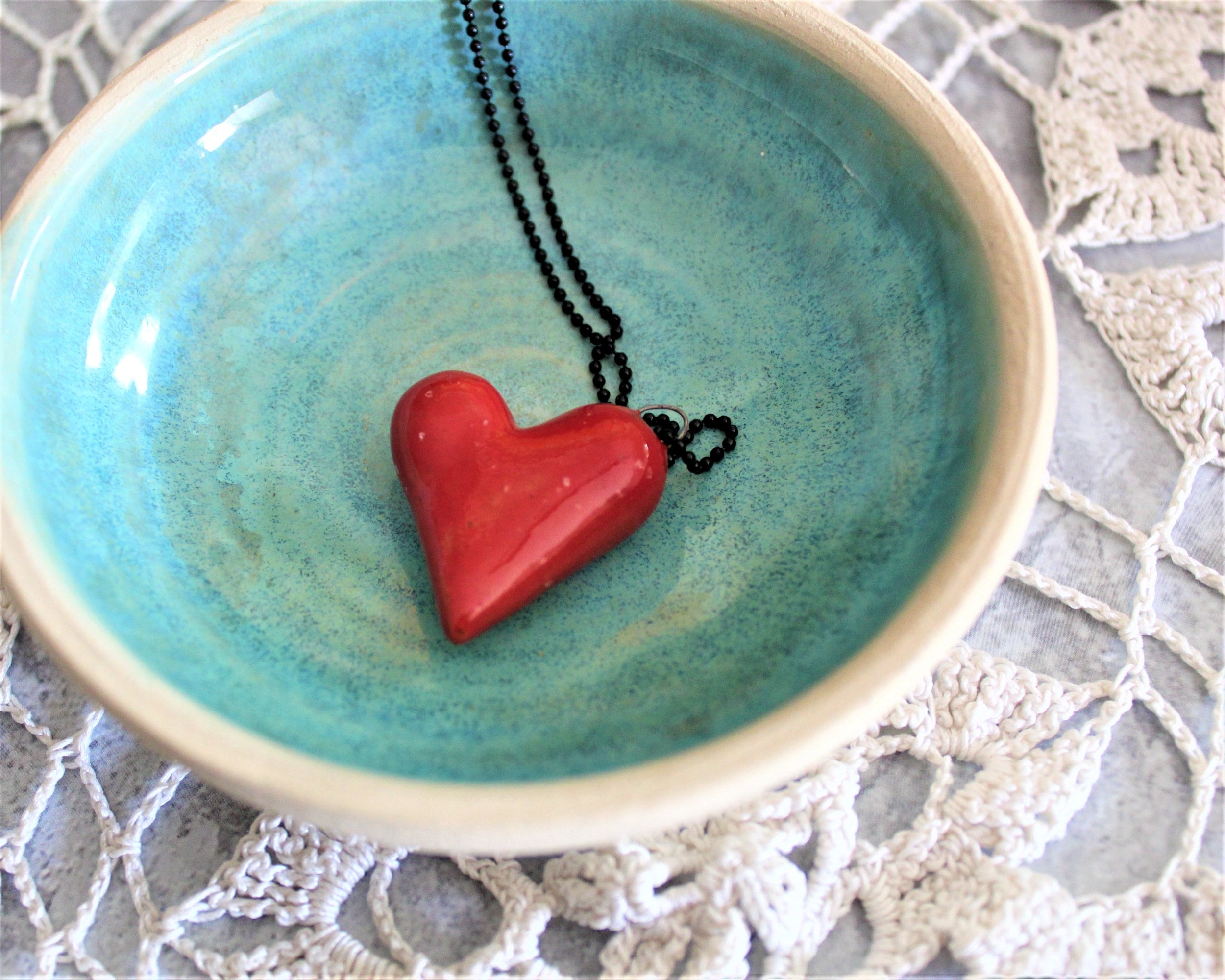 Ceramic heart best sale necklace