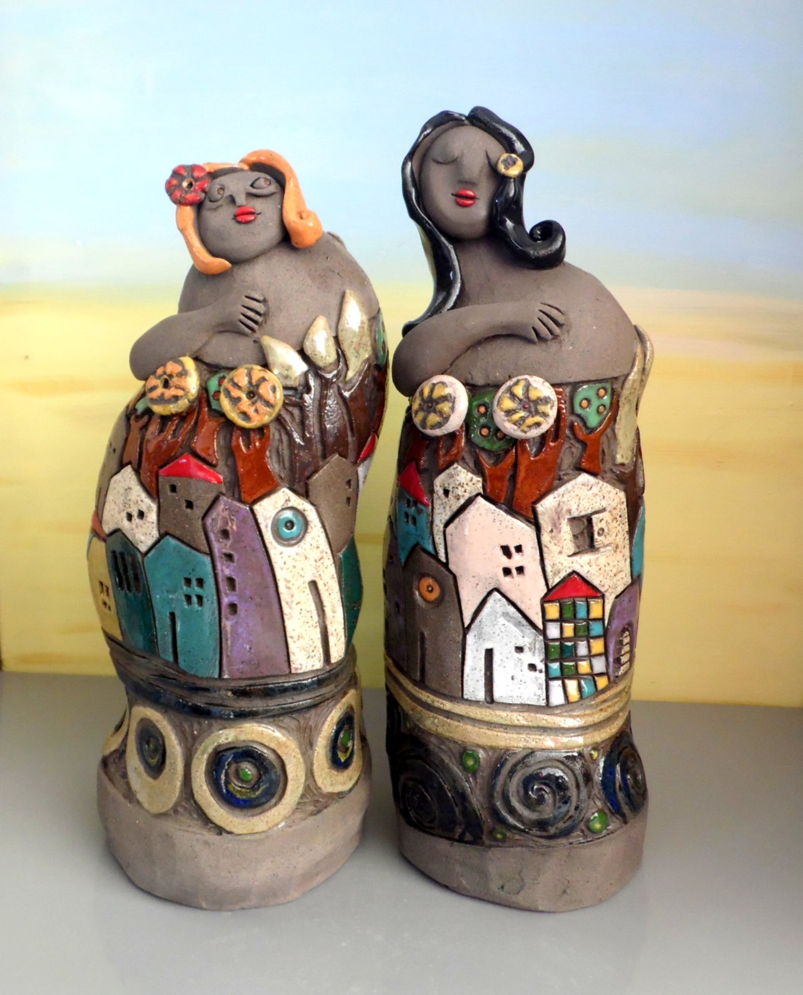 Women Ceramic Sculpture Set of Two Female Ceramic Figures / Etsy