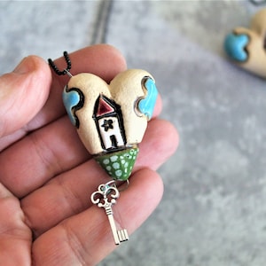 Ceramic Heart Necklace, Ceramic Jewelry, Heart Necklace, Unique Jewelry, Ceramic Heart, Handmade Ceramic Necklace, Ceramics and Pottery