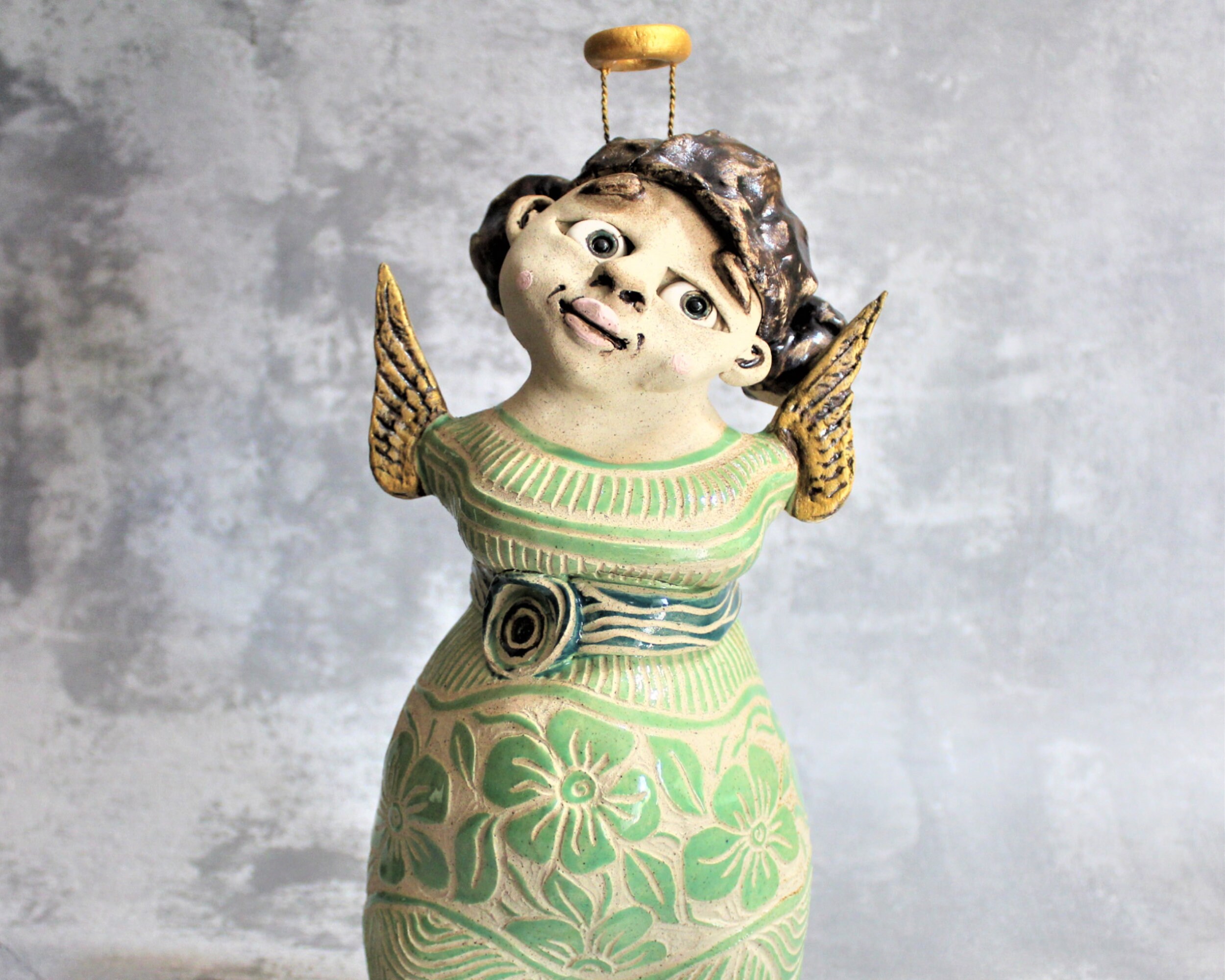 Ceramic Figurine, Angel Figurine, Angel Art Sculpture, Ceramic Angel ...