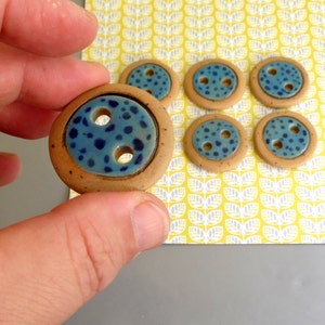 Large Ceramic Buttons Large Ceramic Buttons, Set of 6 Blue & Yellow Buttons, Sawing Craft ...