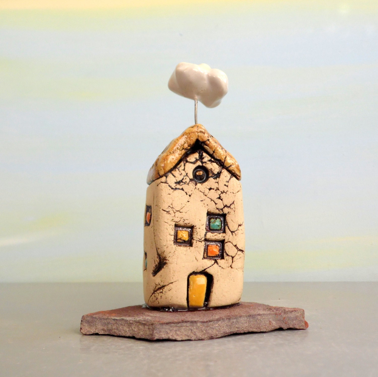 Shabby chic sculpture Shelf sitter of a little rustic house Etsy