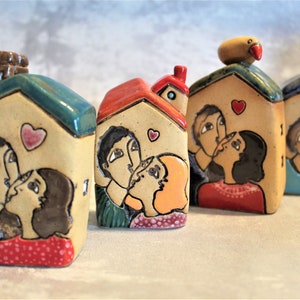 Miniature House, Small Clay House, Tiny Gift, Tiny Ceramic House, Unique Gift Idea, Lovers Sculpture, Anniversary Gift, Valentine&#39;s gift