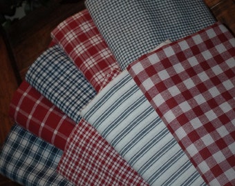 Primitive Homespun Fabric~Farmhouse Berry Collection~Quarters~Samplers~Yards~Strips~Prim~Farmhouse~Rag Quilting~Wreaths~Bows~Bundles~Rustic
