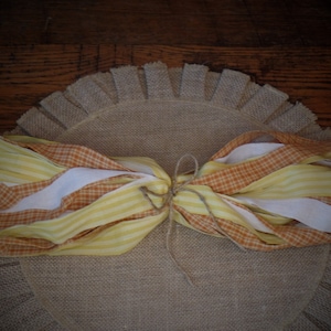 Farmhouse Halloween Homespun Fabric Strips Scraps~Primitive Candy Corn Colors~Orange Yellow White~ Rustic Halloween Wreaths~Garlands~Plaid