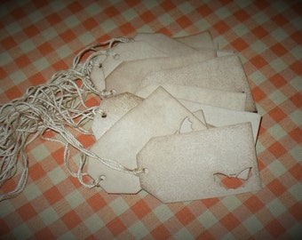 Primitive Coffee Stained Halloween Bat  Hang Tags~12~Aged~Cinnamon Vanilla Scented~Farmhouse Gifts~Strung Hang Tags~Rustic Tags~Halloween