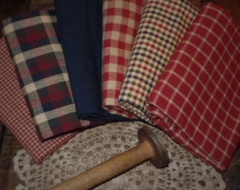 Freedom Homespun Collection~Rustic Primitive Farmhouse Americana Fabric~Strips~Samplers~Quarters~Wreaths~Rag Bows~Quilts~Country Charm