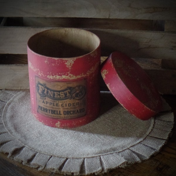 Primitive Distressed Aged Grungy Red Apple Cider Mill Pantry Boxes~Farmhouse Rustic Stacking Boxes~Deep Muted Red~Aged Grungy Pantry Label~