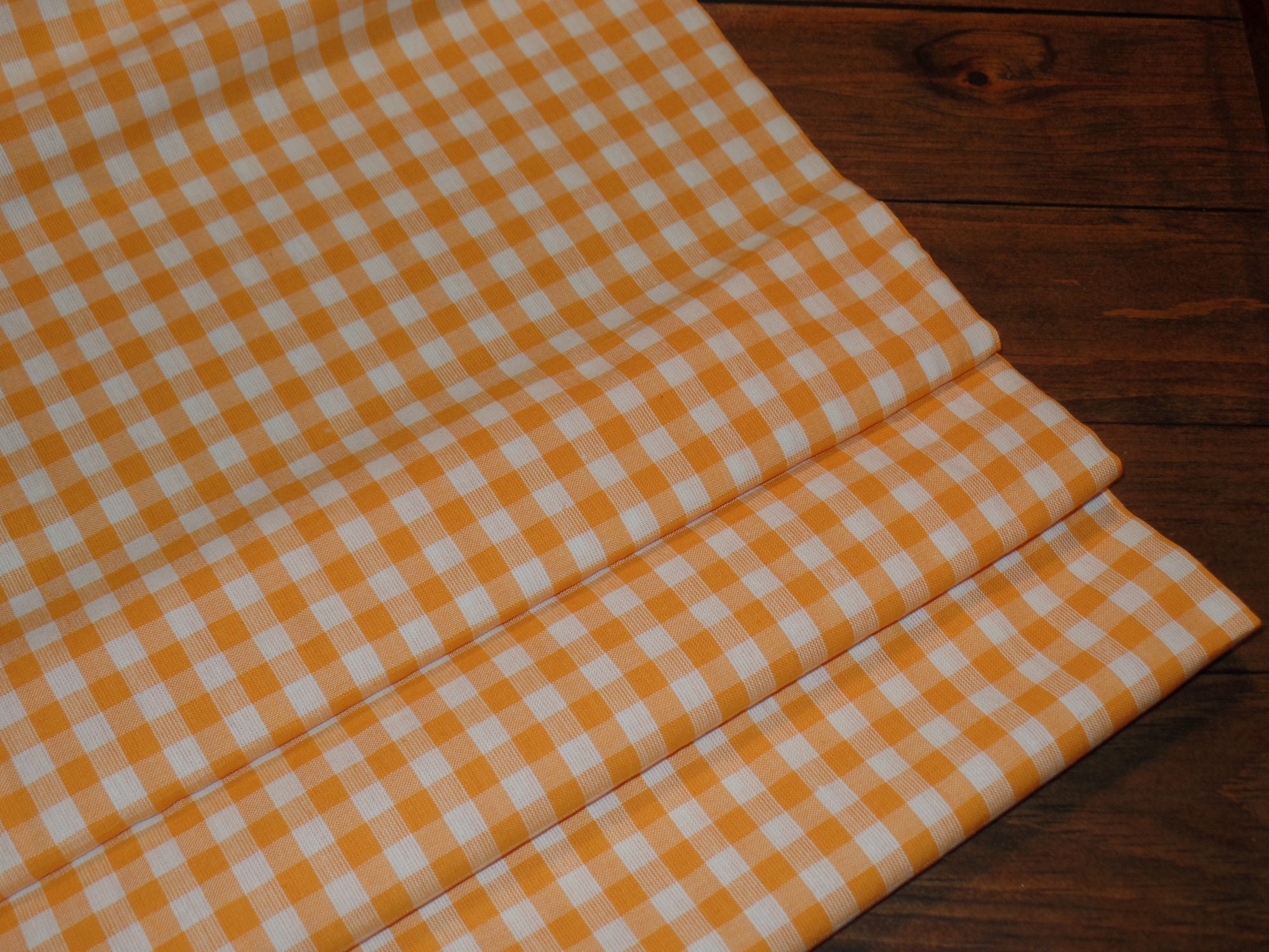 Melon Rag Homespun Cotton Fabric~melon Orange Mini Buffalo Check~rustic Farmhouse ...