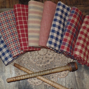Primitive Homespun Fabric~Farmhouse Berry Collection~Quarters~Samplers~Yards~Strips~Prim~Farmhouse~Rag Quilting~Wreaths~Bows~Bundles~Rustic