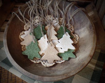 Primitive rustikale Bauernhaus Sparkle Weihnachtsbaum Ornamente ~ Leicht duftende Zimt Salzteig Weihnachtsbaum Hängende Ornamente ~ Jute String