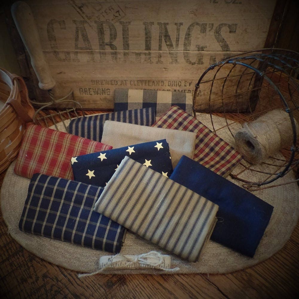 Primitive Homespun Fabric~Farmhouse Berry Collection~Quarters~Samplers~Yards~Strips~Prim~Farmhouse~Rag Quilting~Wreaths~Bows~Bundles~Rustic