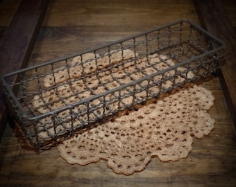 Adorable Antique Inspired Metal Wire Basket~Vintage Wire Basket~Industrial Rectangle Basket~Trinket Catcher~Basket Desk Counter Organizer~