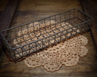 Adorable Antique Inspired Metal Wire Basket~Vintage Wire Basket~Industrial Rectangle Basket~Trinket Catcher~Basket Desk Counter Organizer~