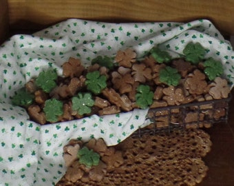 Primitive Rustic Farmhouse St. Patrick's Day Cinnamon Sparkle Shamrocks~Tiered Tray Bowl Fillers~Sparkle Cinnamon Salt Dough Primitive