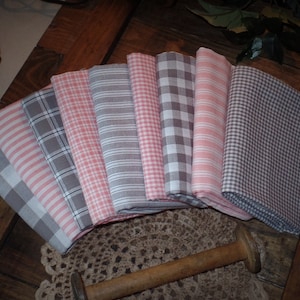 Primitive Homespun Fabric~Farmhouse Valentine ~Quarters~Samplers~Yards~Strips~Prim~Farmhouse~Rag Quilting~Wreaths~Bows~Bundles~Rustic