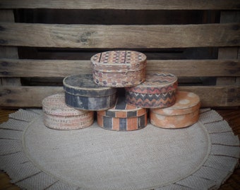 Coffret de rangement rustique et vieilli pour Halloween, style ferme primitive ~ Décorations rustiques pour bols d'Halloween ~ Boîtes empilées en papier mâché ~ Décoration automnale rustique
