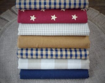 Liberty Homespun Collection~Rustic Primitive Farmhouse Homespun Cotton Fabric~Strips~Samplers~Quarters~Wreaths~Rag Bows~Quilts~Country Charm