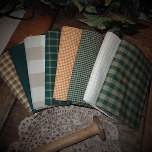 Primitive Homespun Fabric~Mandarin Collection~Quarters~Samplers~Yards~Strips~Prim~Farmhouse~Rag Quilting~Wreaths~Bows~Bundles~Rustic