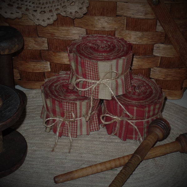 Homespun Jelly Roll~Barn Red Collection~Primitives~Primitive~Farmhouse~Raggy~Wreaths~Accents~Quilts~Samplers~Bundles~Rustic