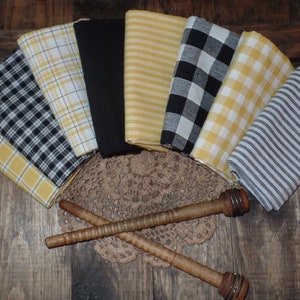 Bumble Bee Collection~Rustic Primitive Farmhouse Homespun Cotton Fabric~Strips~Samplers~Quarters~Wreaths~Rag Bows~Quilts~Country Charm