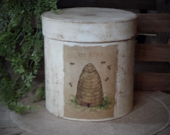 Boîte de garde-manger ruche primitive vieillie grungy ferme ~ Boîte empilable rustique ferme ~ étiquette de garde-manger grungy vieilli vieilli ~