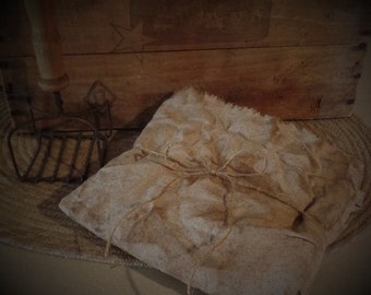 Osnaburg~Farmhouse Curtain Textile Fabric~Aged & Tattered to Prim Perfection~Cinnamon~Vanilla Scented~Cupboard Tuck~Bowl Filler~Shelf Sitter