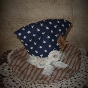 Primitive Uncle Sam Hat~4th of July Rustic Home Decor~ Ornie~Bowl Fillers~Americana Patriotic Farmhouse Decor~Primitive Decor~Red White Blue