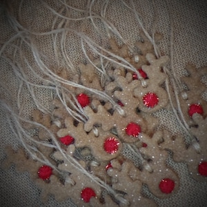 Primitive Rustic Farmhouse Christmas Reindeer Ornament~Rudolph Red Nose Sparkle~Lightly Scented Cinnamon Ornies~Rustic Christmas Ornaments~~