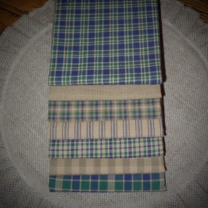 Blueberry Patch Collection~Rustic Primitive Farmhouse Homespun Cotton Fabric~Strips~Samplers~Quarters~Wreaths~Rag Bows~Quilts~Country Charm
